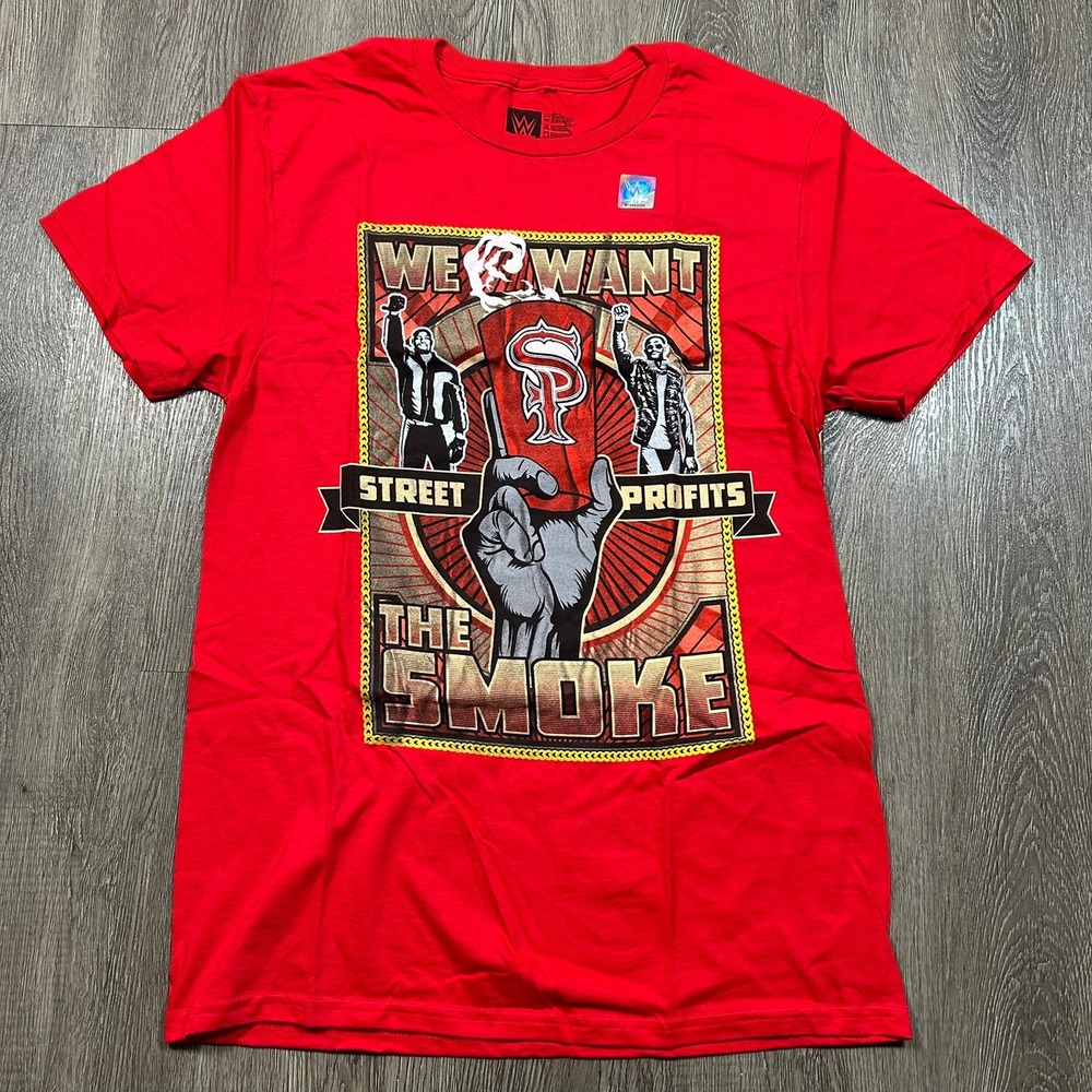WWE Street Profits T-Shirt Small Red We Want The Smoke Graphic Tee New
